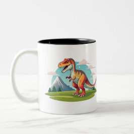 Taza Bicolor Rex de dinosaurio T con montaña