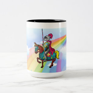 Taza Bicolor Rey Arturo caballero medievil y caballo
