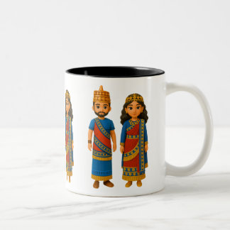 Taza Bicolor Rey Asirio Y Reina Mug