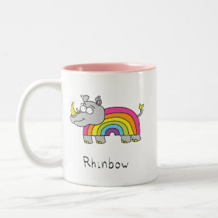 Taza Bicolor Rhino Rainbow Cute Kids