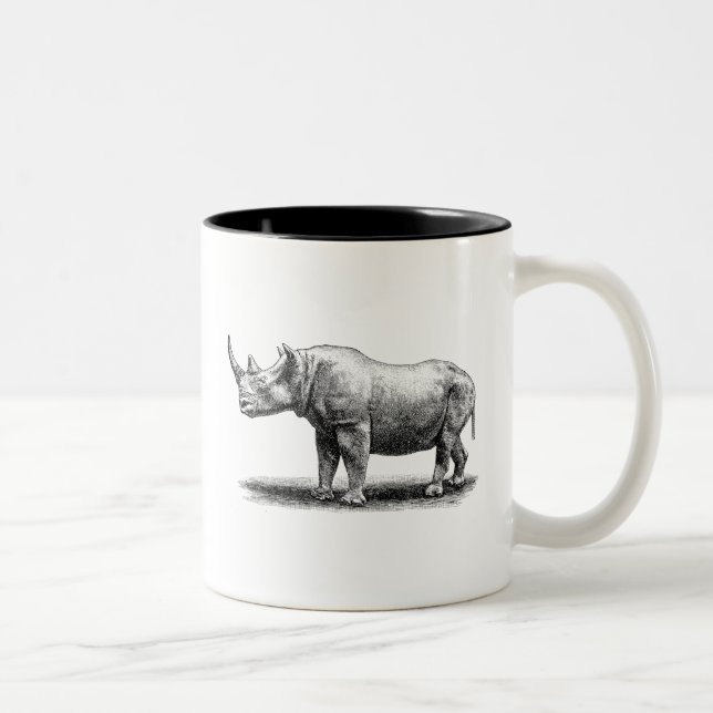 Taza Bicolor Rhinos del rinoceronte del ilustracion del (Derecha)