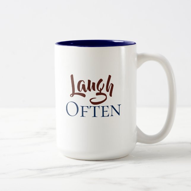Taza Bicolor Ríe a menudo azul y marrón (Derecha)