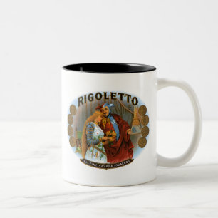 Taza Bicolor Rigoletto All Fine Havana Tobaccos Cigar Etiqueta
