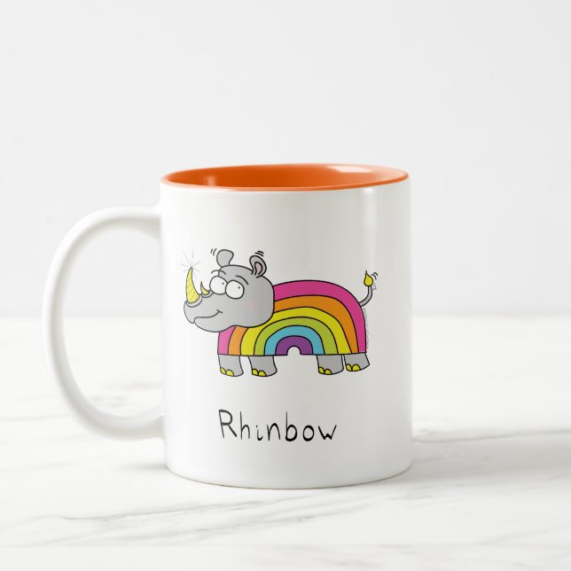 Taza Bicolor Rinoceronte rinoceronte lindo Personalizado de niñ (Izquierda)