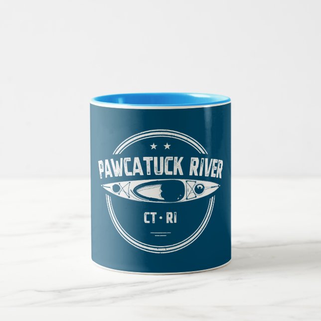 Taza Bicolor Río Pawcatuck Connecticut Isla Rhode Kayak (Centro)