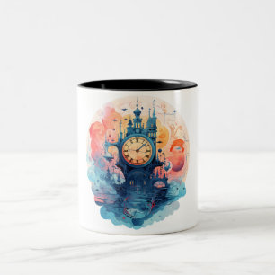 Taza Bicolor Risograma de reloj de color de agua