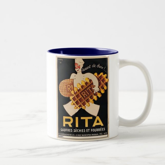 Taza Bicolor Rita Biscuits Vintage Ad (Derecha)