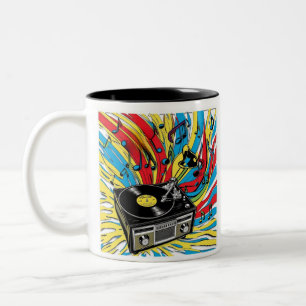 Taza Bicolor Ritmo Retro – Tocadiscos de los 80