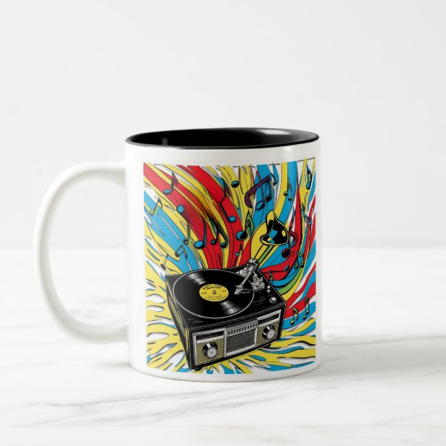 Taza Bicolor Ritmo Retro – Tocadiscos de los 80 (Izquierda)