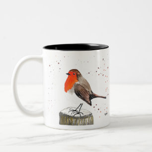 Taza Bicolor Robin de invierno