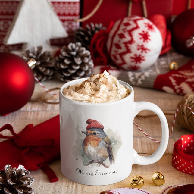 Taza Bicolor Robin Winter Delight, personalizado (Subido por el creador)
