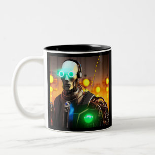 Taza Bicolor Robot 2 negro de dos tonos