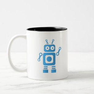 Taza Bicolor Robot retro azul
