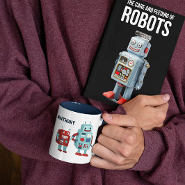 Taza Bicolor Robots personalizados retro-ciencia ficción