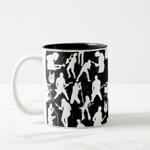Taza Bicolor Rock Band Silhouette Pattern.w Black BG