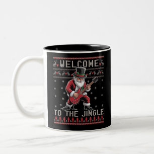 Taza Bicolor Rock n Roll Navidad Rocker Santa Suéter Feo de Nav