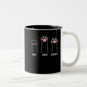 Taza Bicolor Rock Paper Scissors Hand Game Cute Paw Funny Cat