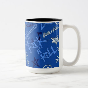 Taza Bicolor Rock y Roll Star Blue Coffee Mug