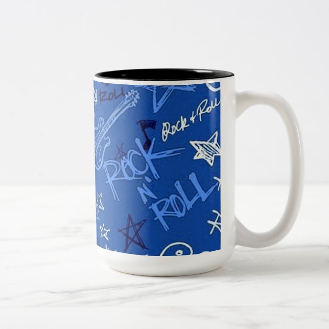 Taza Bicolor Rock y Roll Star Blue Coffee Mug (Derecha)