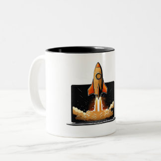 Taza Bicolor Rocket Launch Laptop Startup Entrepreneur Online B