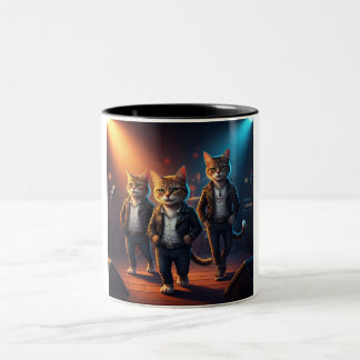 Taza Bicolor Rockin' Cat Band Coffee Mug