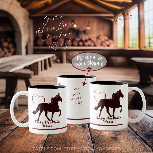 Taza Bicolor Rocky Mountain Horse Silhouette Heart (Custom Rocky Mountain Horse silhouette mug with heart 🐎❤️☕)