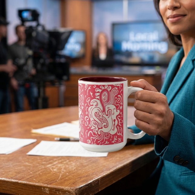 Taza Bicolor Rojo (AI product visualization, art is not AI)