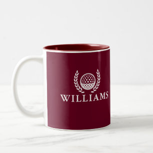 Taza Bicolor Rojo Burdeos Clásico Nombre Personalizado Monogram
