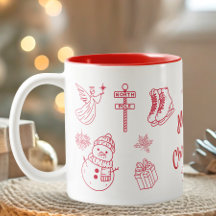 Rojo Feliz Navidad Dibujado a Mano