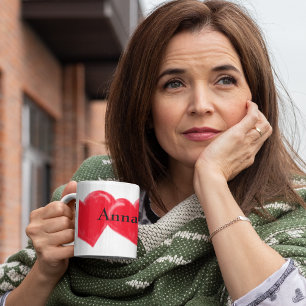 Taza Bicolor Rojo Nombre del Corazón Vintage Dos Tones Café Mug
