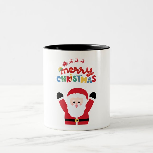Taza Bicolor Rojo Simple Feliz Navidad (Centro)