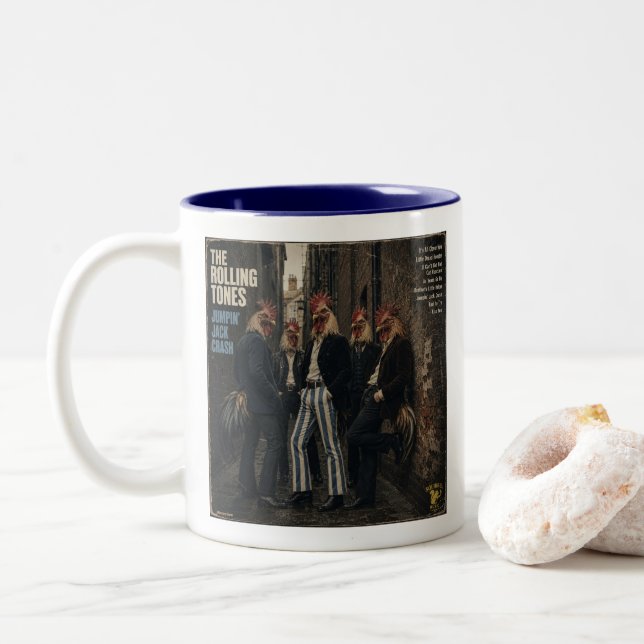 Taza Bicolor Rolling Tones: una parodia (Con donut)