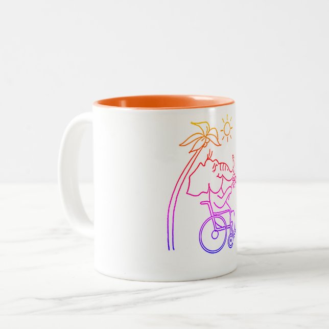 Taza Bicolor Rollstuhlfahrer Elefant  (Anverso izquierdo)