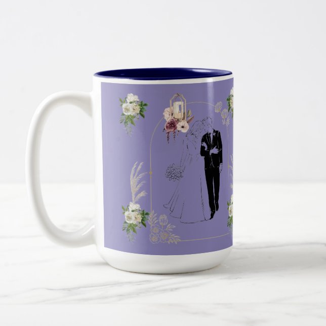 Taza Bicolor Romance en flor lila (Izquierda)