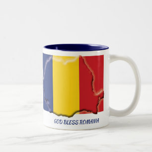 Taza Bicolor ROMANIA FLAG MAP Scripting Personalizado
