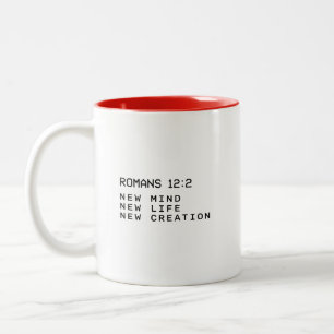 Taza Bicolor Romanos 12:2 Nueva Mente Vida Creación Minimalista
