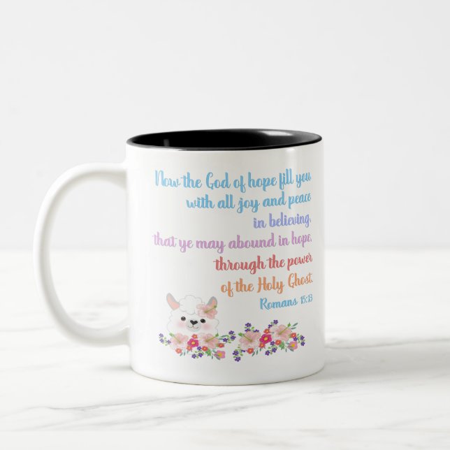 Taza Bicolor Romanos 15 Biblia Verse Design (Izquierda)
