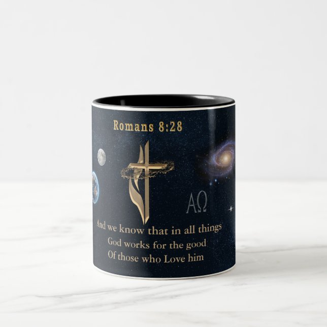 Taza Bicolor Romanos 8:28 (Centro)
