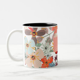 Taza Bicolor Romántico Floral suave durazno verde rosa Clásico