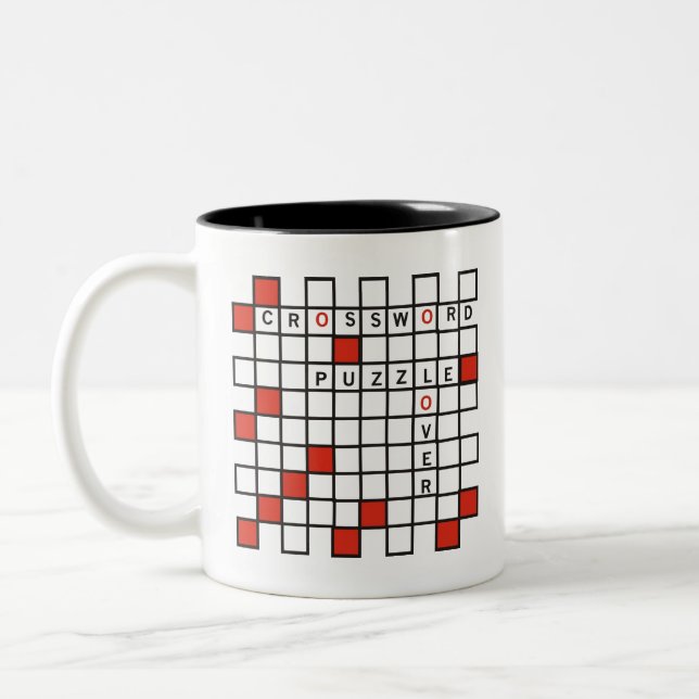 Taza Bicolor Rompecabezas de cruz Lover café de dos tonos rojo (Izquierda)