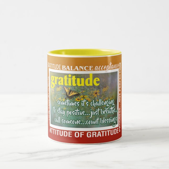 Taza Bicolor rompecabezas de inspiración de gratitud (Centro)