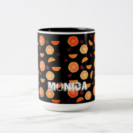 Taza Bicolor Ropa de fruta fresca Naranja y canela