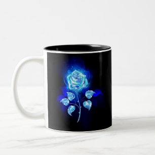 Taza Bicolor Rosa azul en llamas