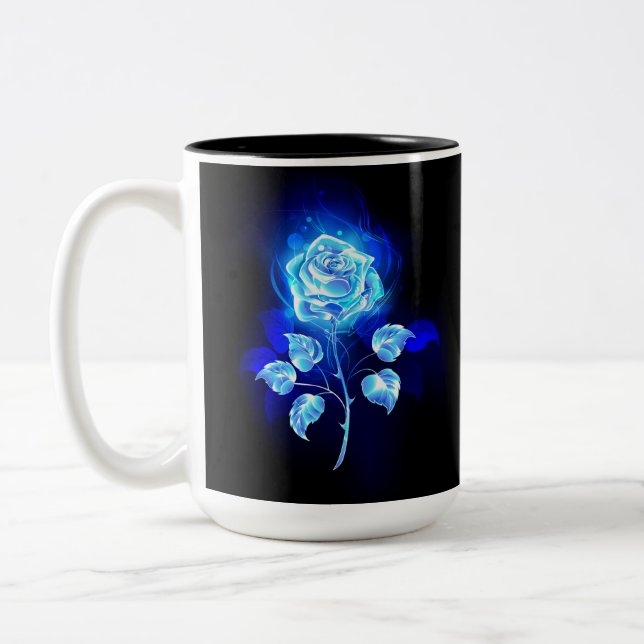 Taza Bicolor Rosa azul en llamas (Izquierda)