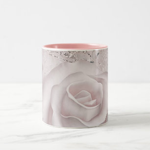 Taza Bicolor Rosa Blanca Rubor Glam Moderno Mármol Rústico Chic