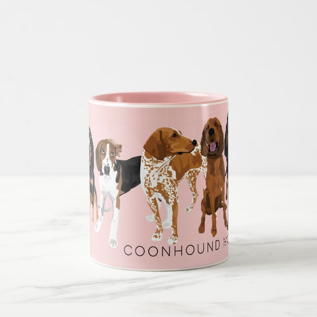 Taza Bicolor Rosa de la mamá del Coonhound (Centro)