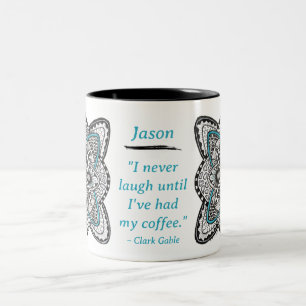 Taza Bicolor Rosa de los Vientos Doodle Dibujada a Mano con Cit