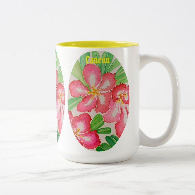 Taza Bicolor Rosa del Desierto de Cancún (Derecha)