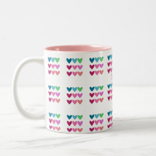 Taza Bicolor Rosa Divertido con Chicas de colores cardíacos