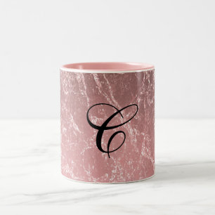 Taza Bicolor Rosa Dorado Mármol Chic Moderno Glamour Tendencia